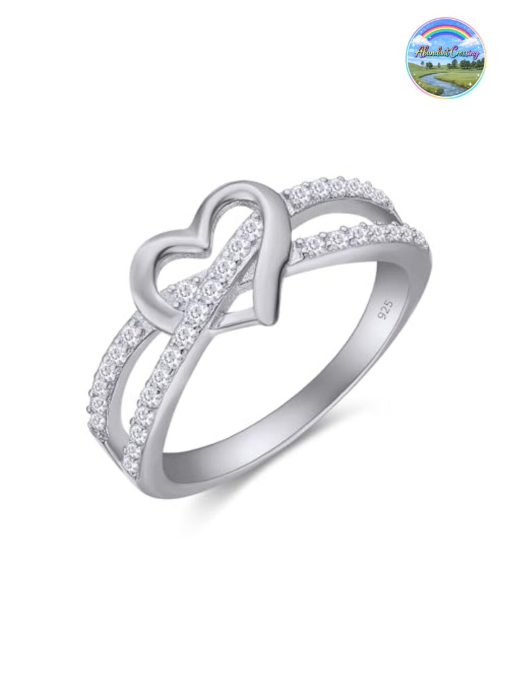 Split Shank Infinity Heart Promise Ring 925 Sterling Silver White Gold Plated
